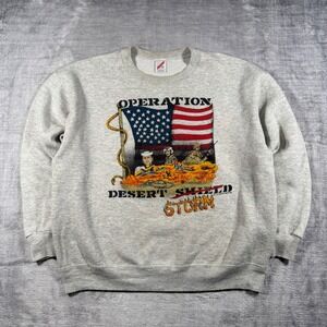 Operation Desert Storm Sweatshirt Mens XL Grey Vintage 1991 Military Crewneck